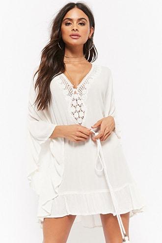 Forever21 Amale Crochet-panel Kaftan Swim Cover-up