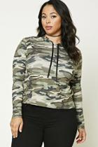 Forever21 Plus Women's  Plus Size Hooded Army Sweater