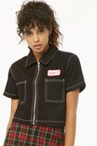 Forever21 Doll Patch Zip-front Shirt