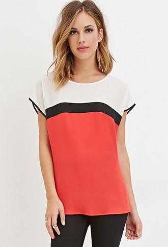 Forever21 Sheer Colorblocked Top