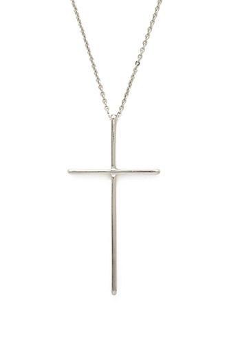 Forever21 Silver Cross Pendant Necklace