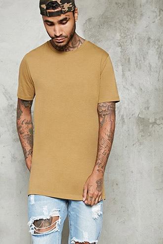 21 Men Men's  Chestnut Side-slit Longline Tee