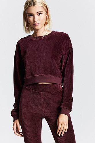 Forever21 Cropped Velvet Pullover