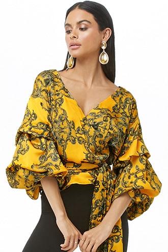 Forever21 Baroque Gathered-sleeve Top