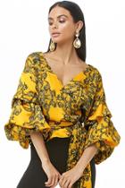 Forever21 Baroque Gathered-sleeve Top