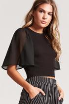 Forever21 Chiffon Sleeve Knit Top