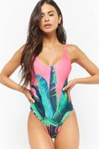 Forever21 Kulani Kinis Palm Leaf One-piece Swimsuit