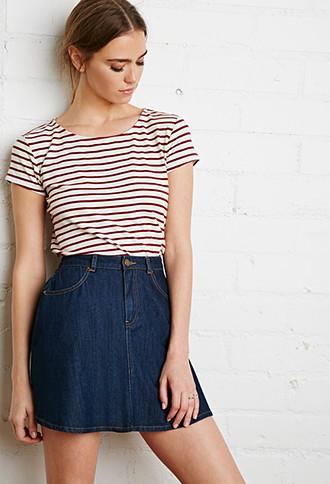 Forever21 Boxy Nautical Striped Tee