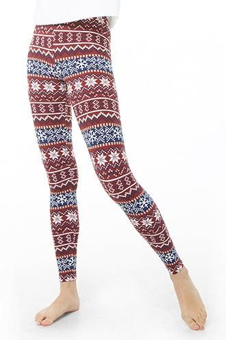 Forever21 Fair Isle Snowflake Print Leggings