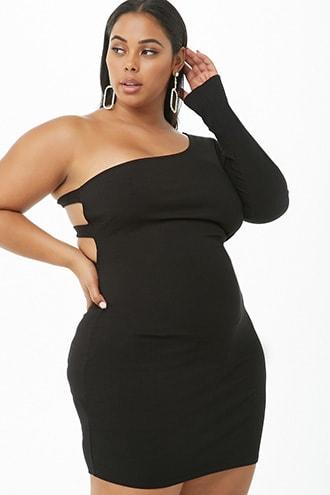 Forever21 Plus Size One-shoulder Mini Dress