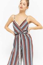 Forever21 Mutlicolor Striped Surplice Palazzo Jumpsuit