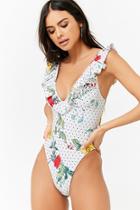 Forever21 Floral & Polka Dot One-piece Swimsuit
