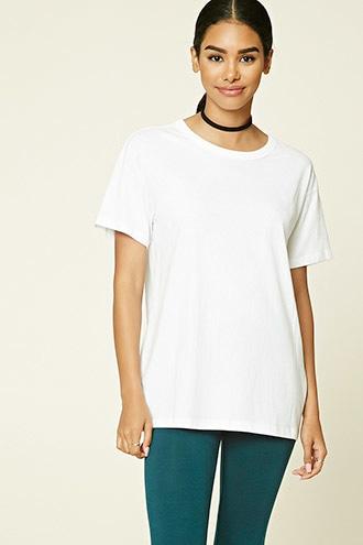 Forever21 Women's White Cotton Knit Tee