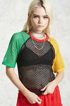 Forever21 Mesh Colorblock Top