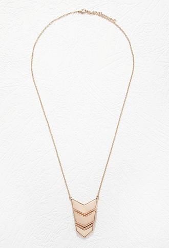 Forever21 Longline Chevron Pendant Necklace (gold)