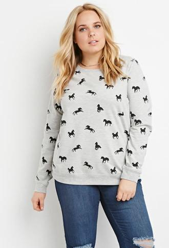 Forever21 Plus Horse Print Sweatshirt