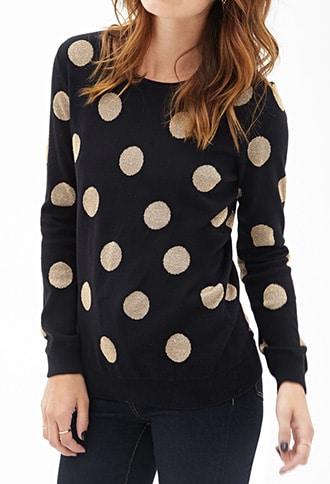 Forever21 Metallic Dot Crew Neck Sweater