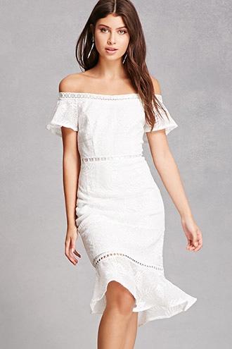 Forever21 Crochet Flared-hem Dress