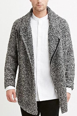 Forever21 Asymmetrical-zipper Marled Pullover