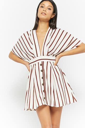 Forever21 Striped Plunging Mini Dress