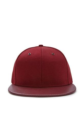 21 Men Men Faux Leather Snapback Hat