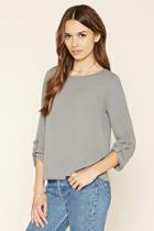 Forever21 Women's  Grey D-ring Sleeve Top