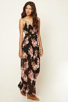 Forever21 Women's  Black & Rust Floral Print Maxi Dress