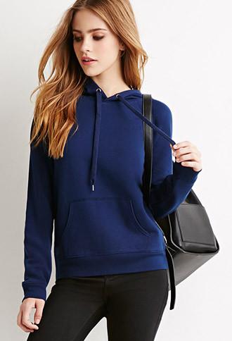 Forever21 Women's  Classic Fleece Hoodie (navy)