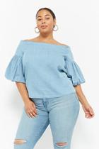 Forever21 Plus Size Chambray Balloon-sleeve Top