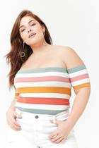Forever21 Plus Size Striped Off-the-shoulder Crop Top