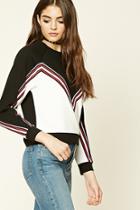 Forever21 Women's  Ribbed Chevron Stripe Sweatshirt