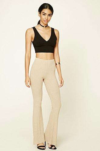 Forever21 Women's  Tan Mid-rise Flared Leggings