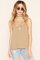 Forever21 Women's  Taupe Strappy V-neck Tank