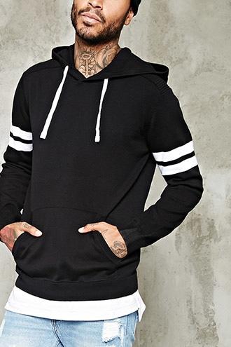 21 Men Men's  Varsity-stripe Hooded Sweater