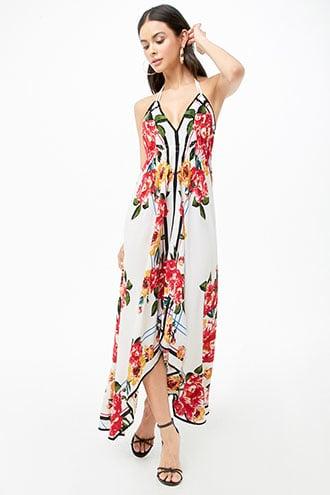 Forever21 Floral Print Trapeze Halter Dress