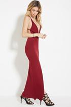 Forever21 Women's  Burgundy High-slit Cami Maxi Dress