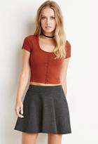 Forever21 Women's  Button-front Crop Top (rust)