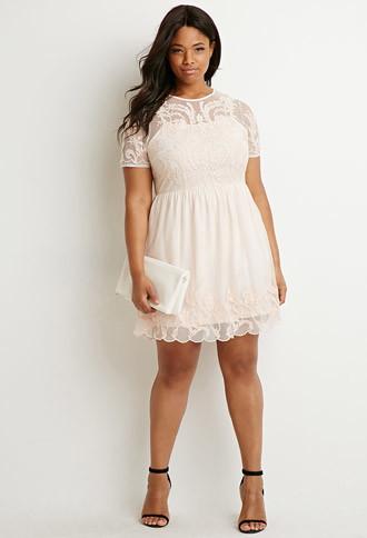 Forever21 Plus Embroidered Fit & Flare Dress