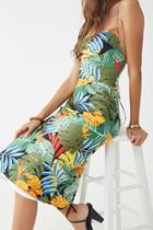 Forever21 Satin Leaf & Floral Print Dress