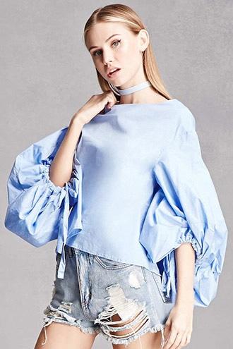 Forever21 Lantern-sleeve Blouse