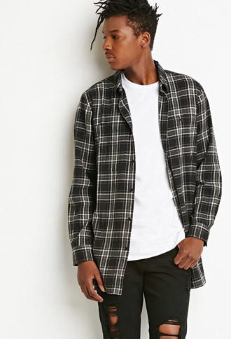 21 Men Zippered Flannel Shirt