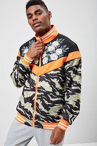 Forever21 Reason Embroidered Camo Track Jacket