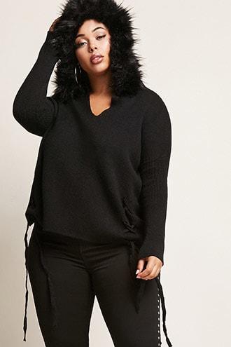 Forever21 Plus Size Faux Fur Hooded Top