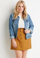 Forever21 Plus Button-front Textured Skirt