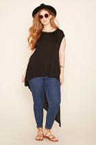 Forever21 Plus Women's  Black Plus Size Asymmetrical Top