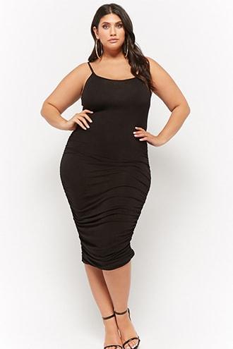 Forever21 Plus Size Slub Knit Ruched Cami Midi Dress