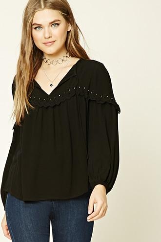 Forever21 Women's Crochet Lace-trimmed Top