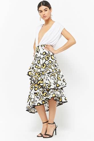 Forever21 Abstract Floral Print Skirt