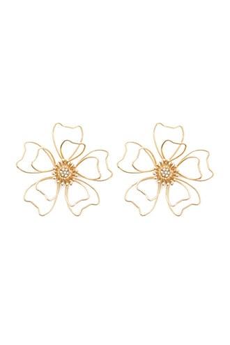 Forever21 Rhinestone-centered Floral Drop Earrings