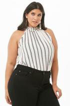 Forever21 Plus Size Striped Crepe Smock-neck Top